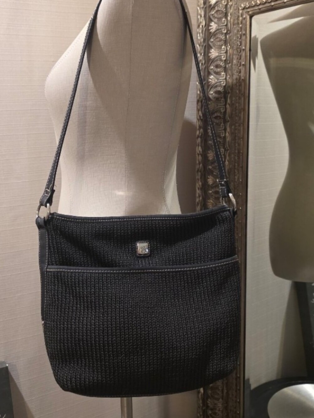 Lina • Y2K Black Crochet Shoulder Bag